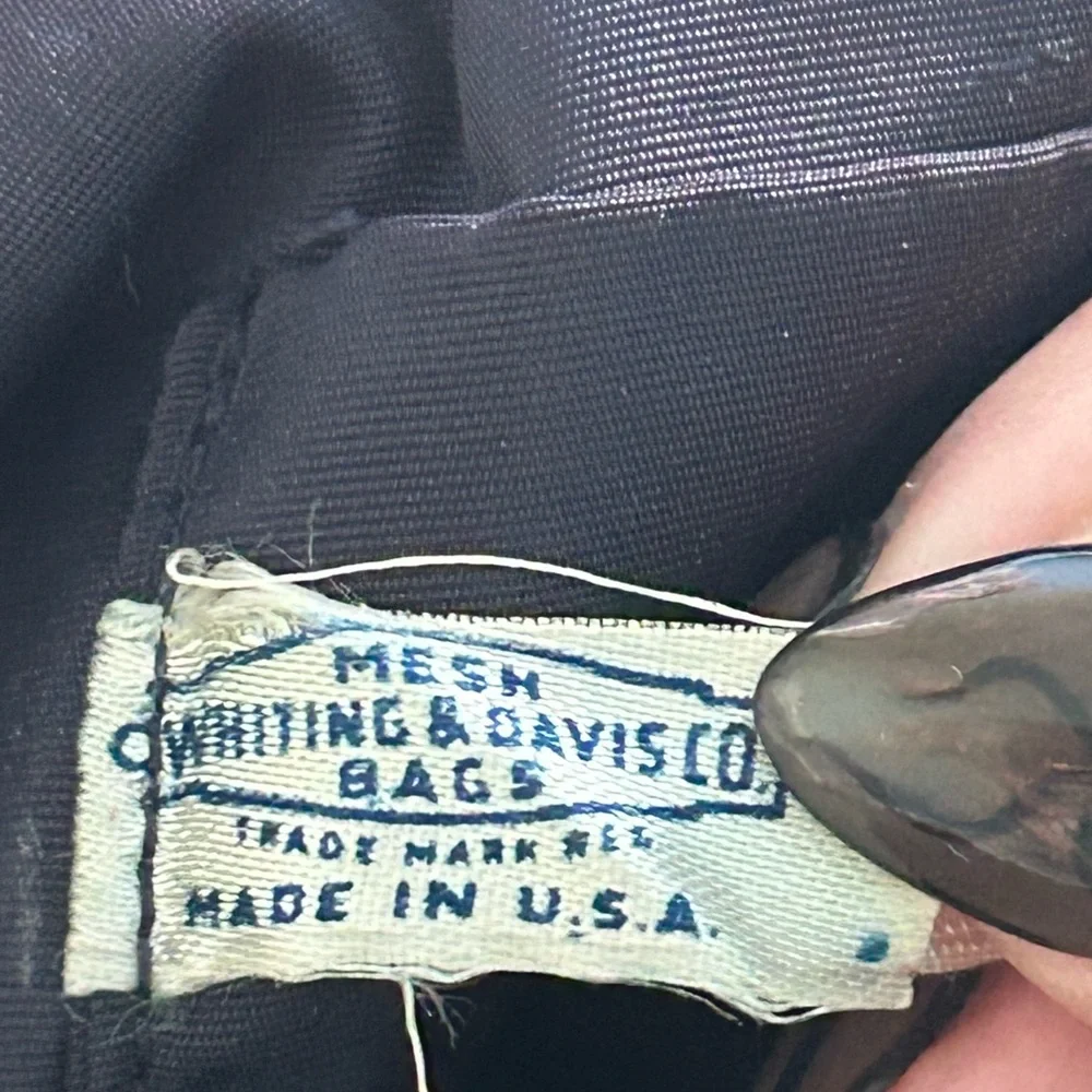 1940s vintage Whiting and Davis mesh Bakelite  top handle beaded bag - Picture 5 of 12